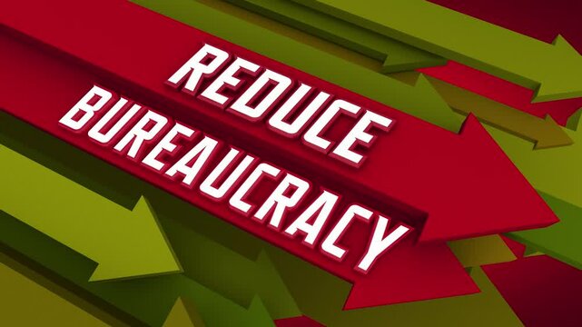 Reduce Bureaucracy Red Tape Arrows Down Cut Eliminate Reduction 3d Animation
