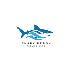 Modern Shark Logo Design with Waves and Minimalistic Style