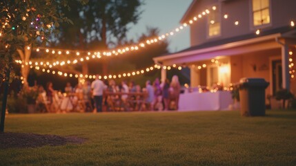 Neighbors Enjoying a Lively Block Party in a Beautiful Backyard