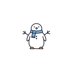Cute Snowman Illustration with Blue Scarf and Outstretched Arms