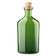 Green Glass Bottle with Cork Stopper for Kitchen or Decor Use