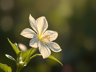 Fototapeta premium delicate Hatai Yatthip flower on a dewy morning, illuminated by soft sunlight