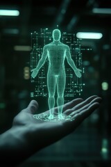 High tech background template design with theme of humanoid robot.