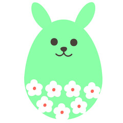 花柄の緑色のイースターエッグ（線なし）