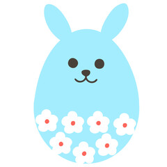 花柄の水色のイースターエッグ（線なし）