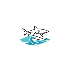Shark and Wave Illustration Representing Nature and Ocean Themes