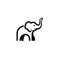 Minimalist Black and White Elephant Logo Design for Various Applications
