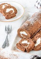 Sweet chocolate and cream rollat 