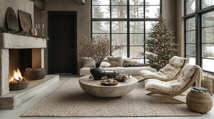 Cozy Scandinavian Christmas Living Room Interior