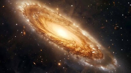 Fototapeta premium Stunning Spiral Galaxy with Bright Core and Cosmic Dust in Deep Space Background