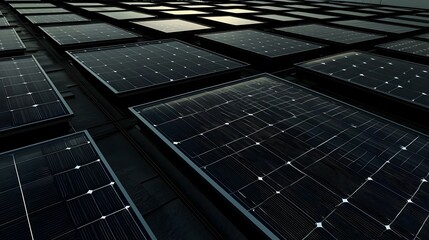 modern solar panels with not much light