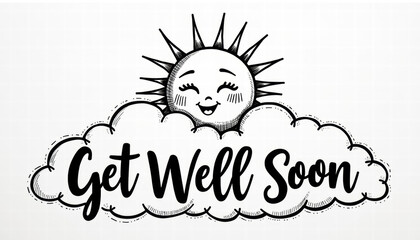 Get Well Soon Card with Smiling Cloud
