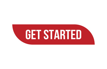 Red banner get started isolated on white background.