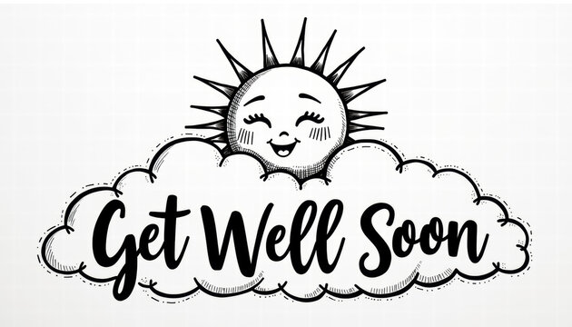 Get Well Soon Card with Smiling Cloud