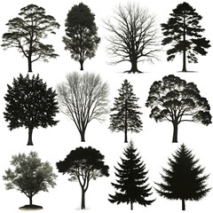 Fototapeta premium set of trees silhouettes