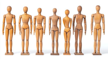 A Diverse Group of Wooden Figures Displaying Unique Designs and Textures in a Creative Arrangement Highlighting the Artistry and Craftsmanship of Wooden Art in a Captivating Setting