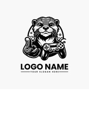 Otter Gaming Mascot Cool Esports Vector Logo Playful Animal Gamer Illustration