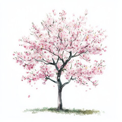 Obraz premium Watercolor illustration of blooming tree feels so peaceful and calm