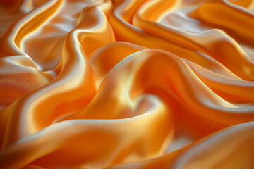 Luxurious Golden Silk Fabric with Smooth Folds and Soft Texture