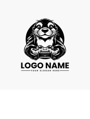 Otter Gaming Mascot Cool Esports Vector Logo Playful Animal Gamer Illustration