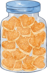Love peanut butter cookies. Watercolor Love peanut butter cookies in Jar, fit for label, cooking books or eid al fitr assets