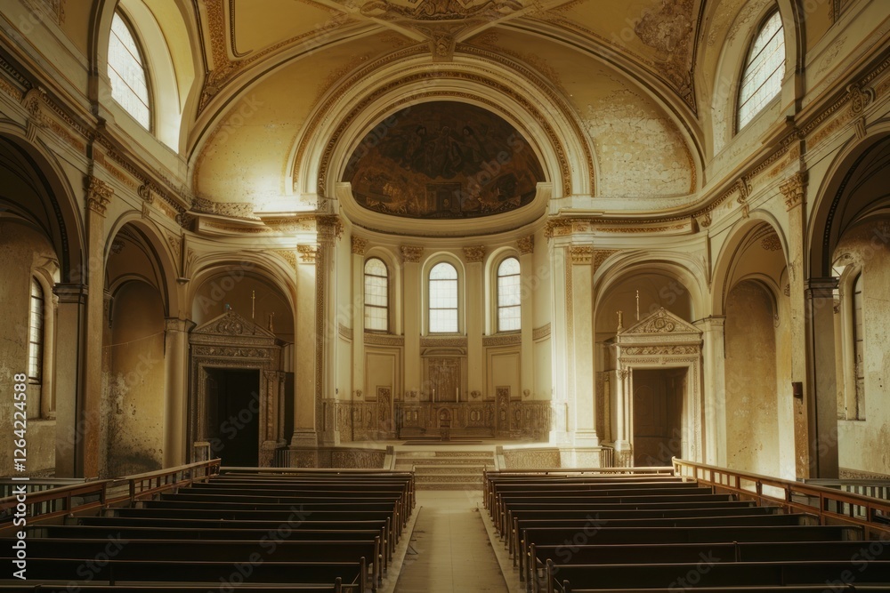 Wall mural Empty scene of church architecture building worship.