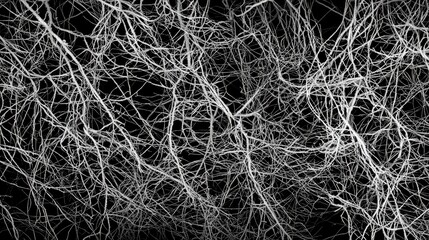 Obraz premium Abstract representation of interconnected neural pathways against a black background, illustrating complexity