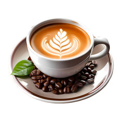 Aromatic Latte with Leaf Design generative AI