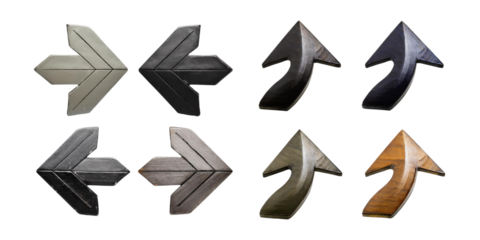 Decorative Wooden Arrows and Shapes for Interior Design and Crafts, isolated on transparent background