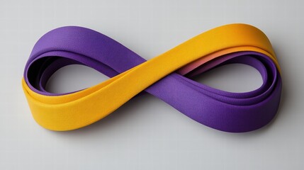 Purple and Yellow Infinity Shape Fitness Resistance Band on Surface