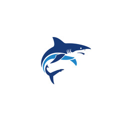 Abstract Shark Logo Design Featuring Blue and White Elements