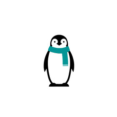 Adorable Penguin Illustration with a Blue Scarf on White Background