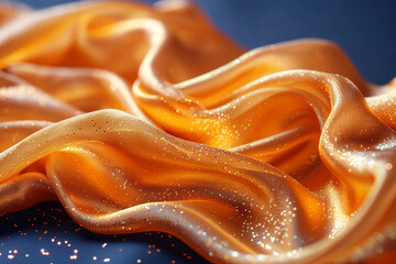 Luxurious Golden Silk Fabric with Smooth Folds and Soft Texture