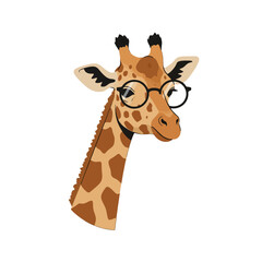Obraz premium Illustration of a Giraffe Wearing Glasses with a Thoughtful Expression