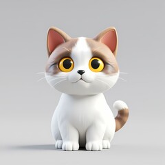 Obraz premium A computer generated image of a cat with yellow eyes.