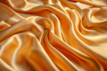 Luxurious Golden Silk Fabric with Smooth Folds and Soft Texture