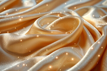 Luxurious Golden Silk Fabric with Smooth Folds and Soft Texture
