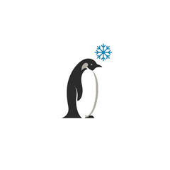 Illustration of Penguin with Snowflake Representing Winter and Cold Weather Icon.