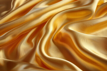Luxurious Golden Silk Fabric with Smooth Folds and Soft Texture