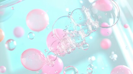 Abstract Pastel Bubbles  Liquid Art  Fluid Design  Pink and Blue Background