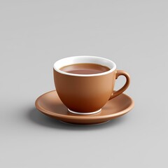 Obraz premium A cup of tea on saucer with grey background.