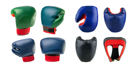 Colorful Collection of Boxing Gloves in Various Styles and Designs, isolated on transparent background