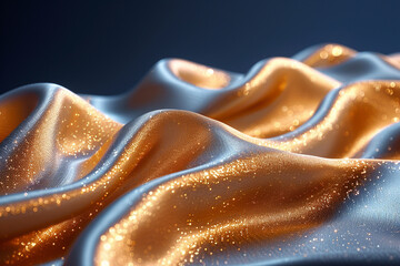 Luxurious Golden Silk Fabric with Smooth Folds and Soft Texture
