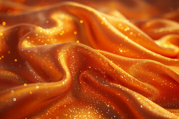 Luxurious Golden Silk Fabric with Smooth Folds and Soft Texture