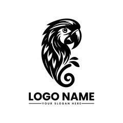 Fototapeta premium Parrot Vector Logo Colorful Tropical Bird Illustration Exotic Wildlife Mascot Design