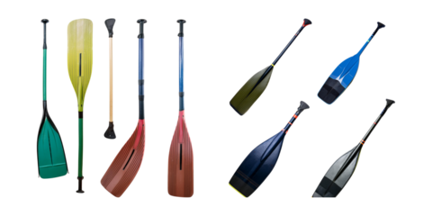 Colorful Kayak Paddles Isolated on White Background for Water Sports, isolated on transparent background
