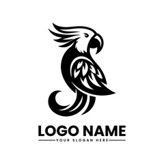 Parrot Vector Logo Colorful Tropical Bird Illustration Exotic Wildlife Mascot Design