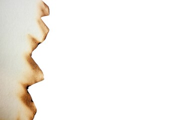 Burnt paper on white background