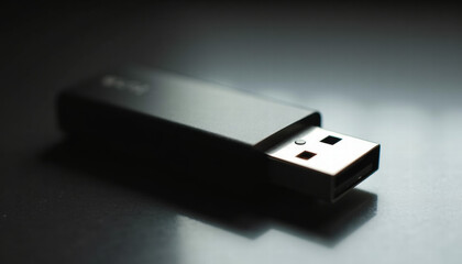 Minimalist Black USB Flash Drive Close-Up