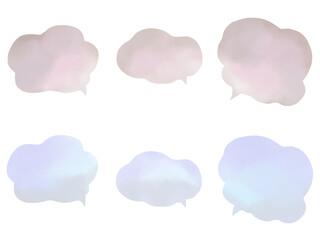 水彩の吹き出しセット：くすみカラー・ため息やもやもや